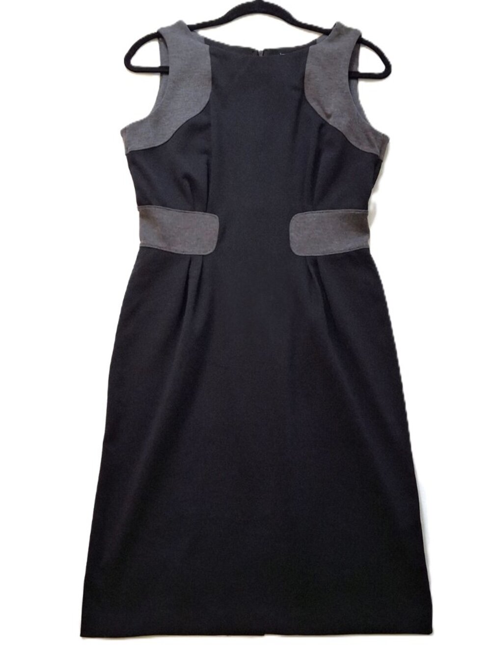 Selina Studio Sz M Colorblock Black Grey Sleeveless Pencil Dress Office Sleek